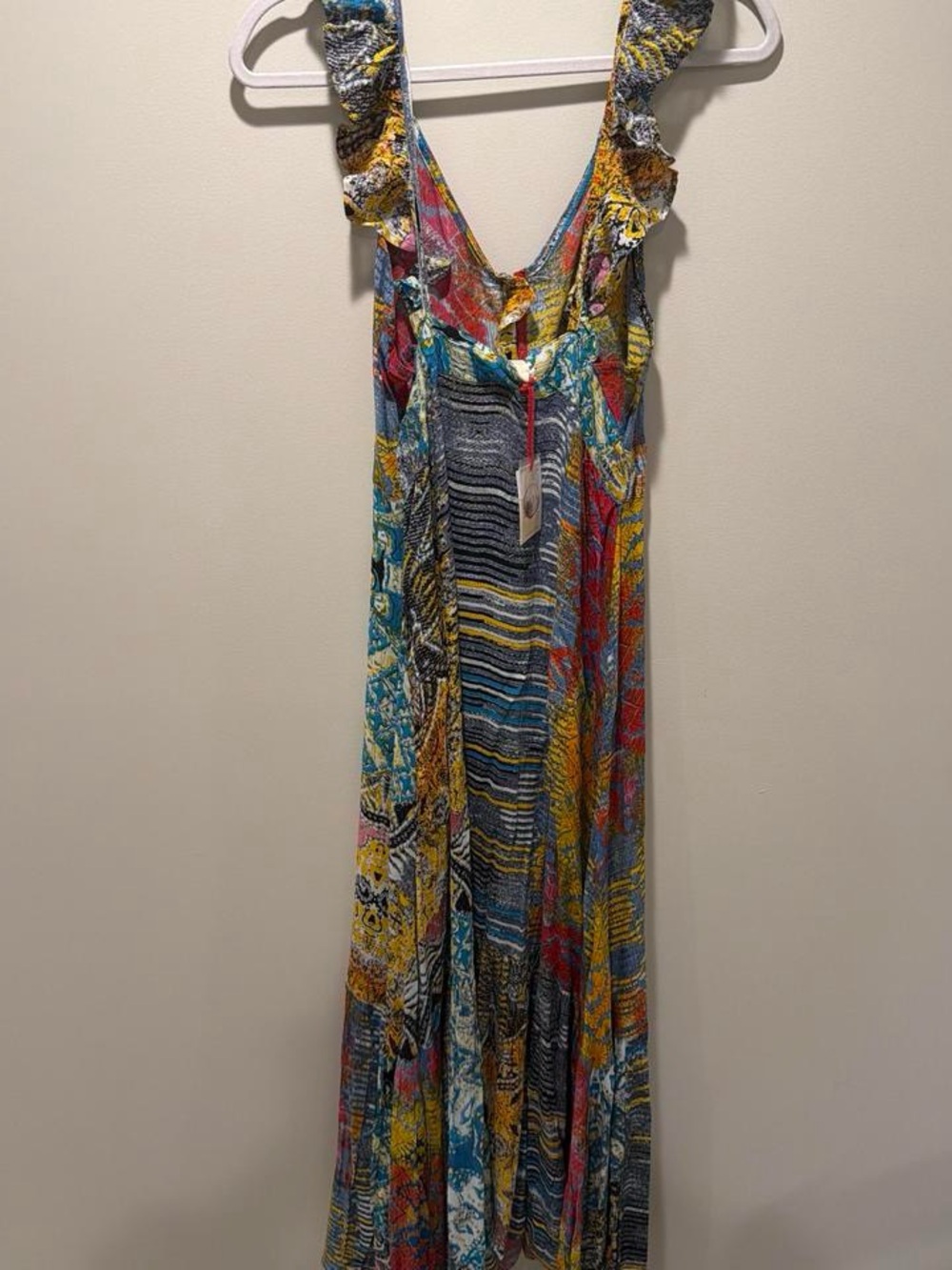 RAGA Multicolor Patchwork Ruffle Strap Maxi Dress - Picture 3 of 6